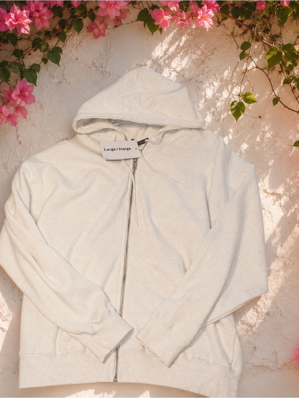 Brandy Melville Light Cream Zip-Up Hoodie